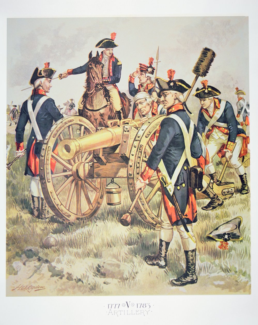 American Continental Army: Artillery Uniforms of 1777-83 (watercolor on paper) بواسطة هنري الكسندر (بعد) أوغدن