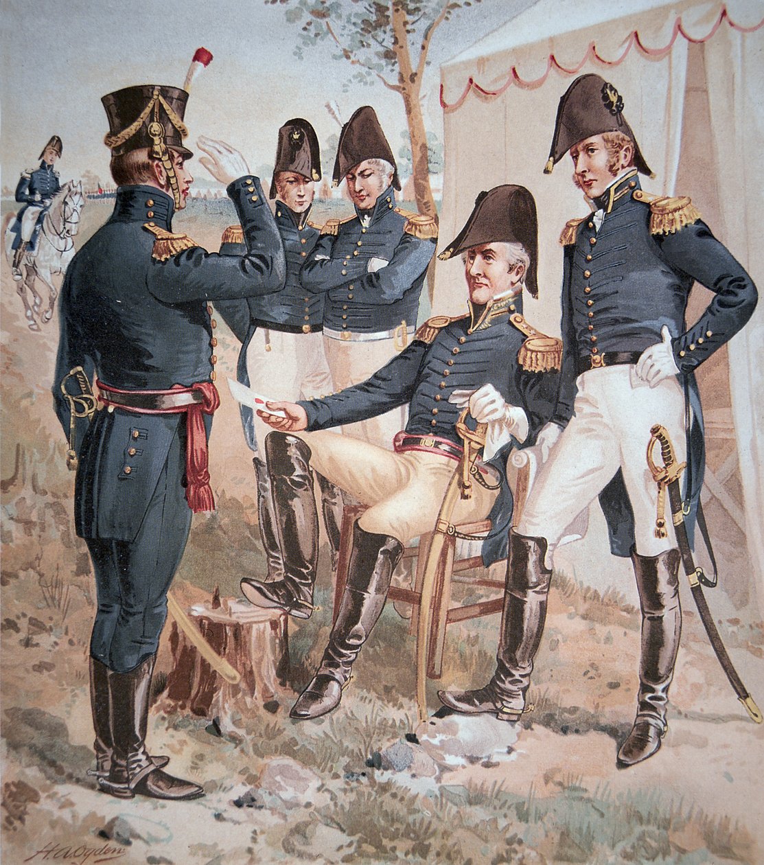 General Andrew Jackson (1767-1845) and his Staff in the field بواسطة هنري ألكسندر أوجدن