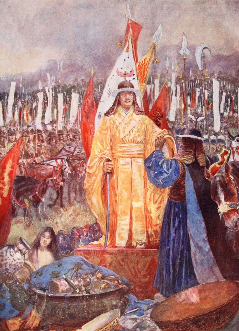 أعلن المشير الكبير إمبراطورًا في ساحة المعركة ، رسم توضيحي من "تاريخ الأمم في هاتشينسون" ، c.1920 بواسطة هنري تشارلز سيبينجز رايت