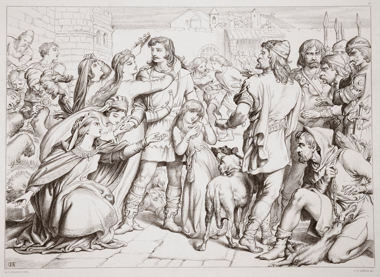 كيف قتل Hereward الدب ، التوضيح من Hereward the Great بواسطة Charles Kingsley ، حانة. عام 1870 ، نقشها سي جي لويس (نقش ألواح الصلب) بواسطة هنري كورتني سيلوس
