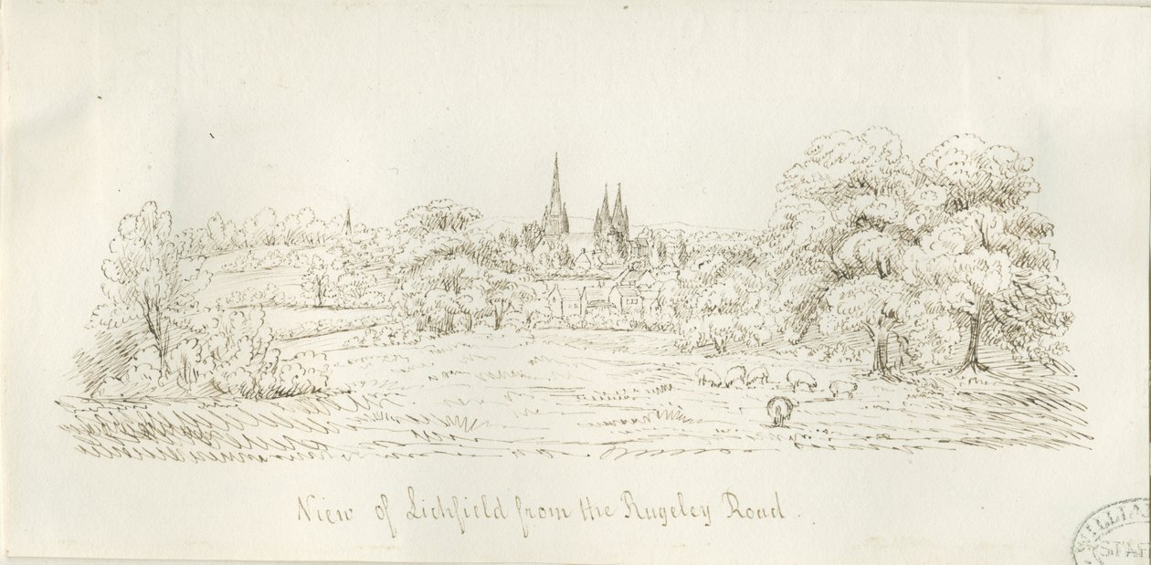 Lichfield - North View (بعيد): الرسم بالقلم ، و [1788-1855] (رسم) بواسطة هنري كرزون ألبورت