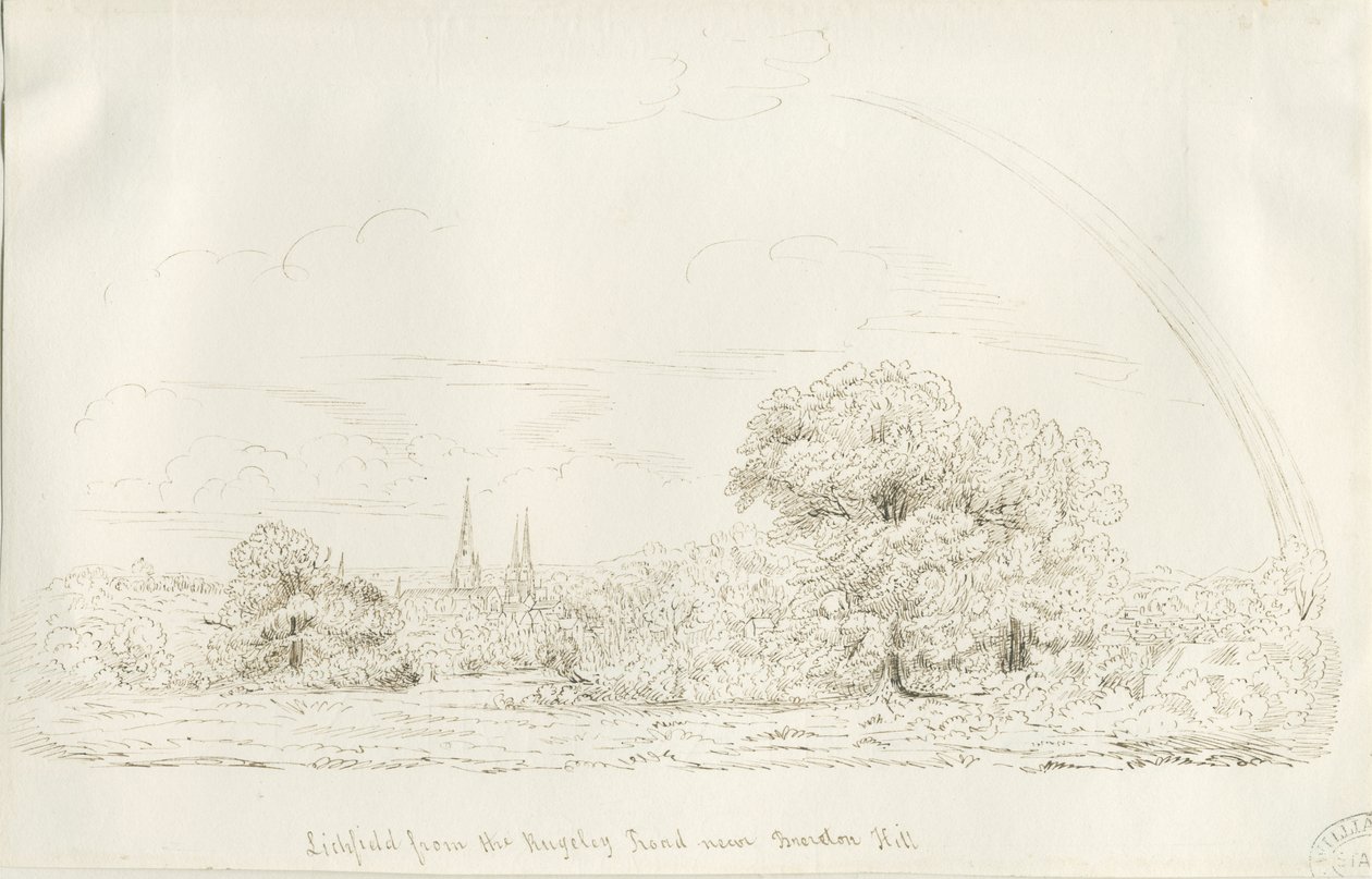 Lichfield - North View (بعيد): الرسم بالقلم ، و [1788-1855] (رسم) بواسطة هنري كرزون ألبورت
