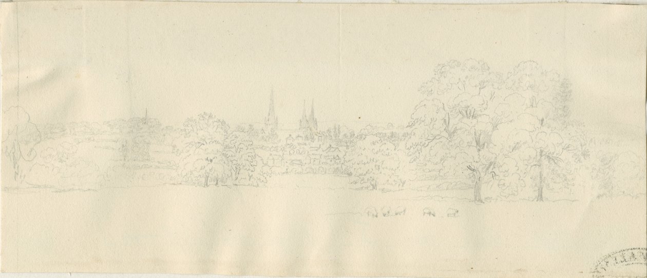 Lichfield - North View (بعيد): الرسم بقلم الرصاص ، و [1788-1855] (رسم) بواسطة هنري كرزون ألبورت
