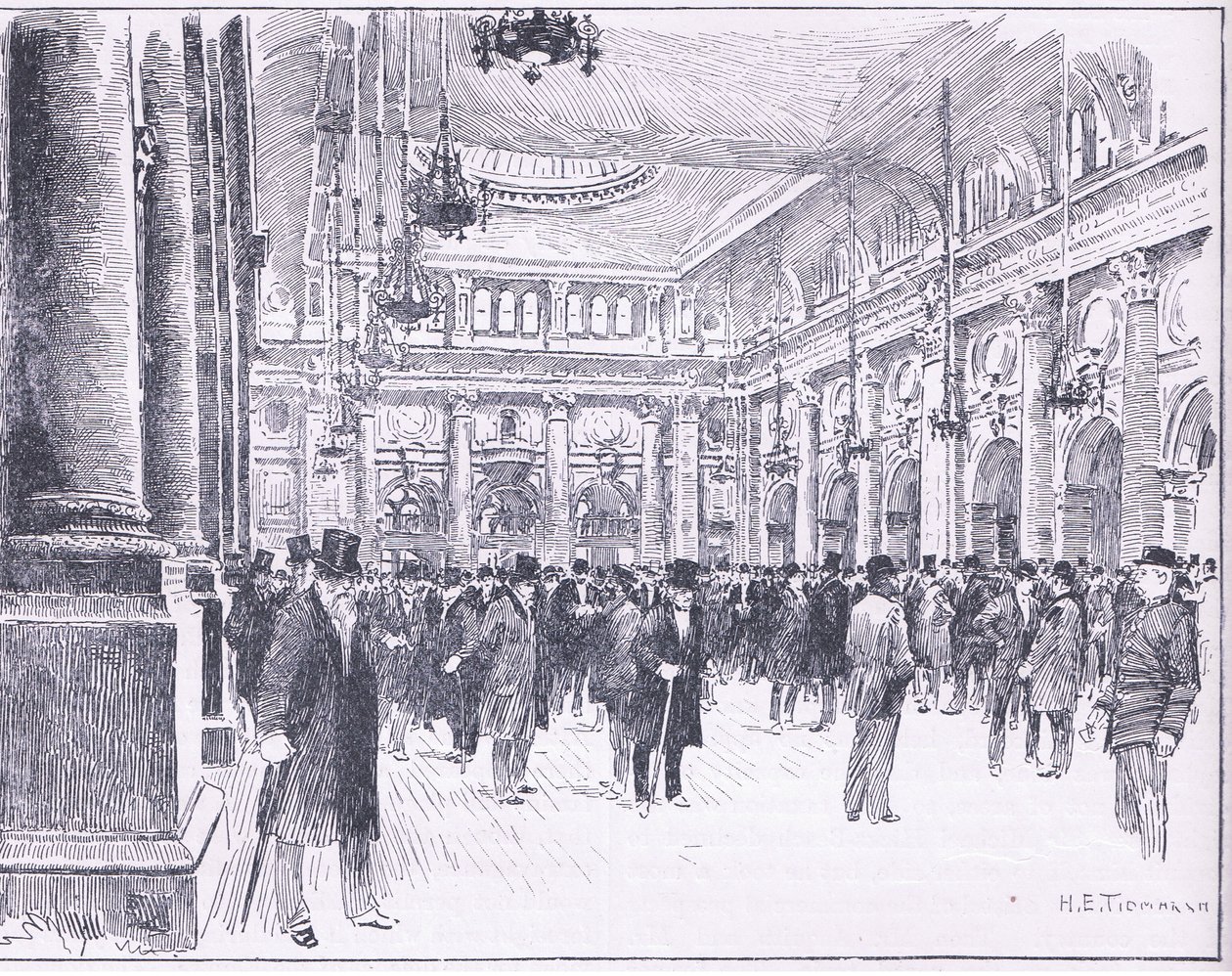 داخل التبادل الملكي في مانشستر ، صورة توضيحية من كاسلز لتاريخ إنجلترا ، 1900s بواسطة هنري إدوارد تدمرش