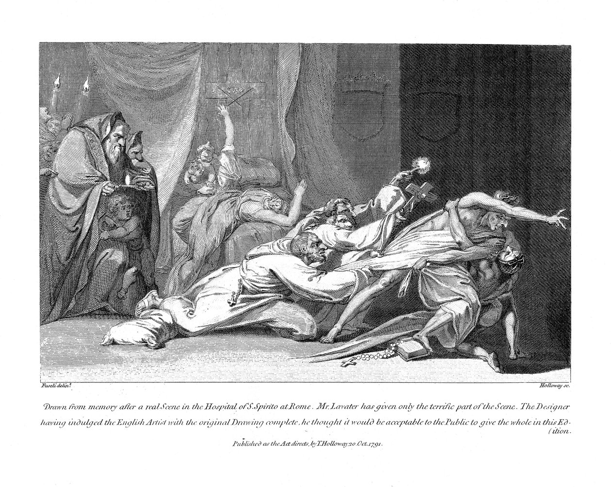 محاولة طرد الأرواح الشريرة التي تمتلك مريضًا في مستشفى سان سبيريتو ، روما ، 1792 بواسطة يوهان هاينريش فوسلي