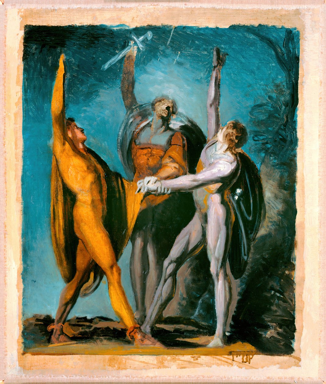 رسم تخطيطي للقسم على Rütli ، ظهر الشكل الأنثوي ، 177981 ، ظهر 178590. بواسطة يوهان هاينريش فوسلي