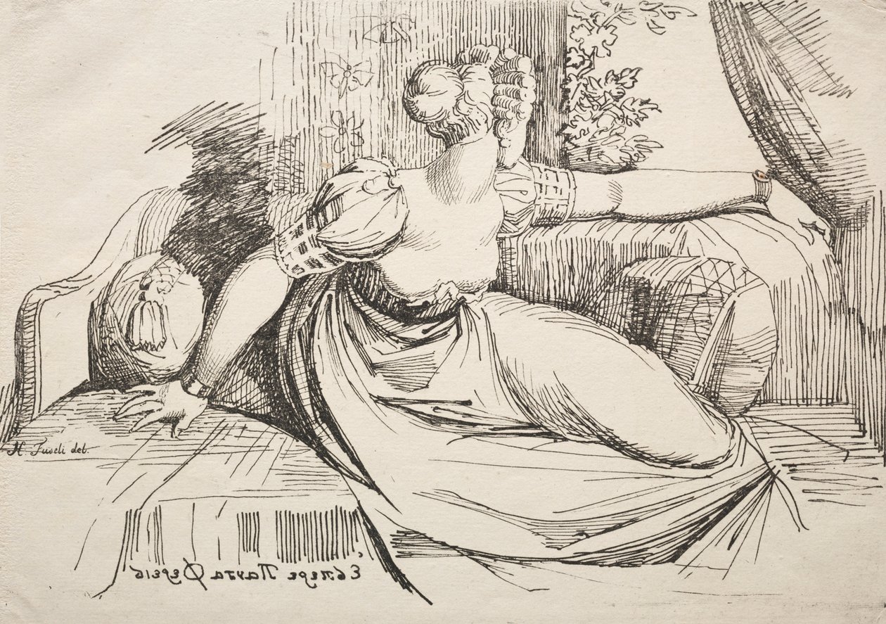عينات من Polyautography: Woman on a Sofa. بواسطة يوهان هاينريش فوسلي