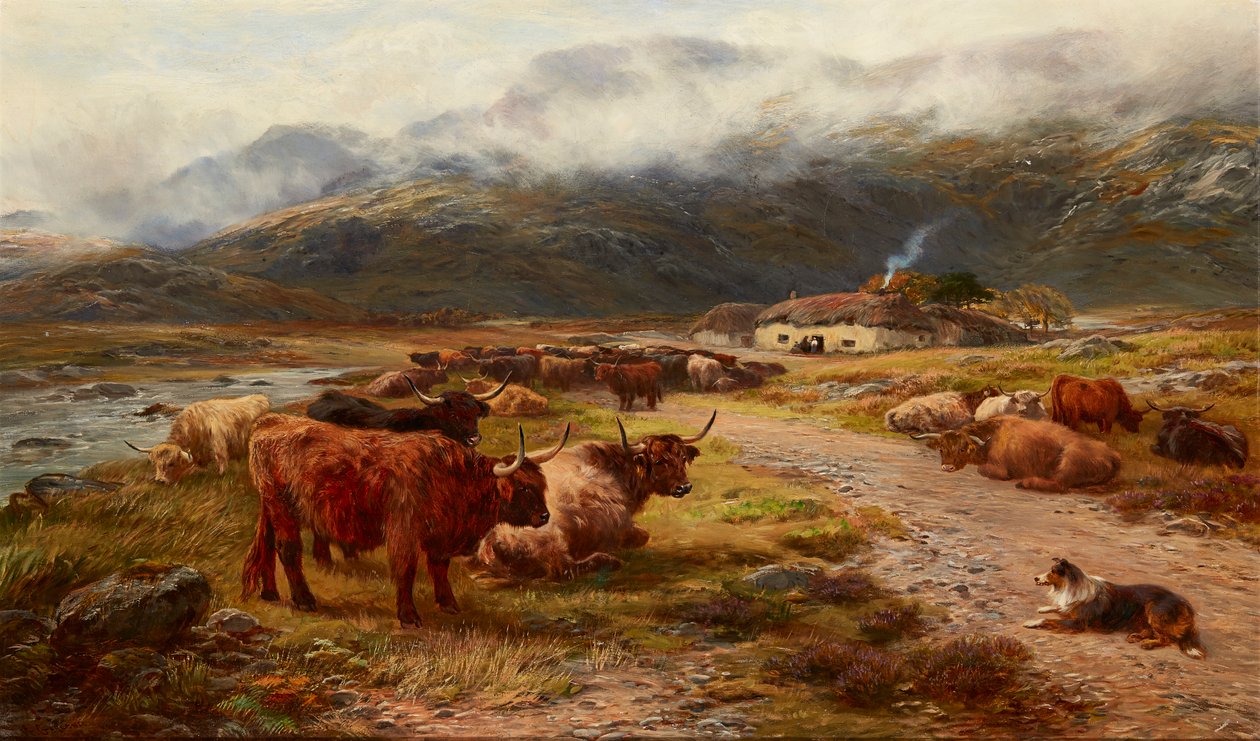 Highland Drove Resting ، Argyllshire (زيت على قماش) بواسطة هنري جارلاند