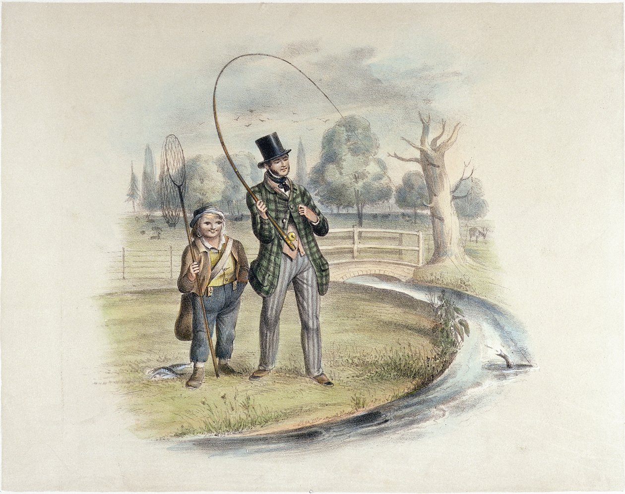 جثم الصيد ، Teddington ، من مجموعة من ست صور لـ "Angling" (ليثو ملونة يدويًا) بواسطة هنري هيث