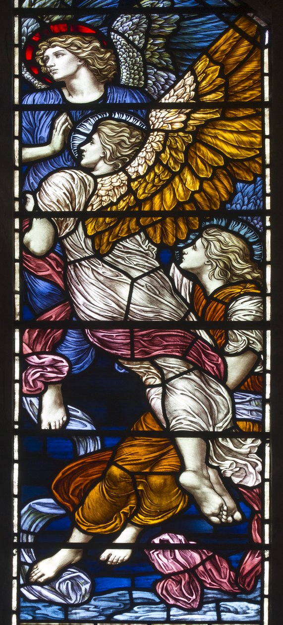Buckland ، St Mary ، James Powell & Sons ، Henry Holiday ، The Barcote Chapel ، مدح الملائكة ، 1889 بواسطة هنري عطلة
