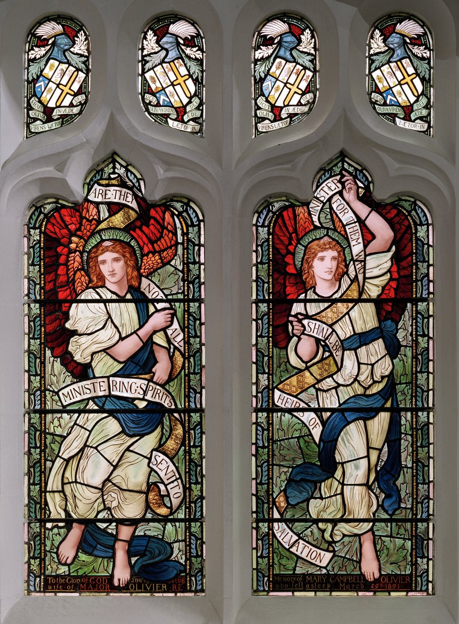 Grasmere ، St Oswald ، James Powell & Sons ، Henry Holiday ، Ministering Angels ، 1893 بواسطة هنري عطلة
