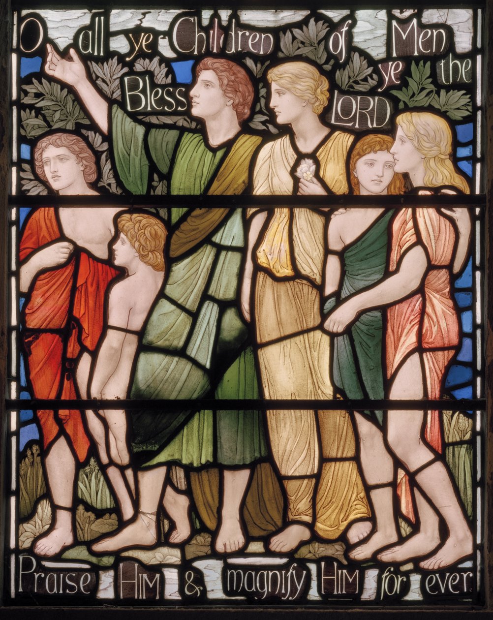 O All Ye Children Of Men ، تفاصيل نافذة Benedicite ، c.1895 (زجاج ملون) بواسطة هنري عطلة