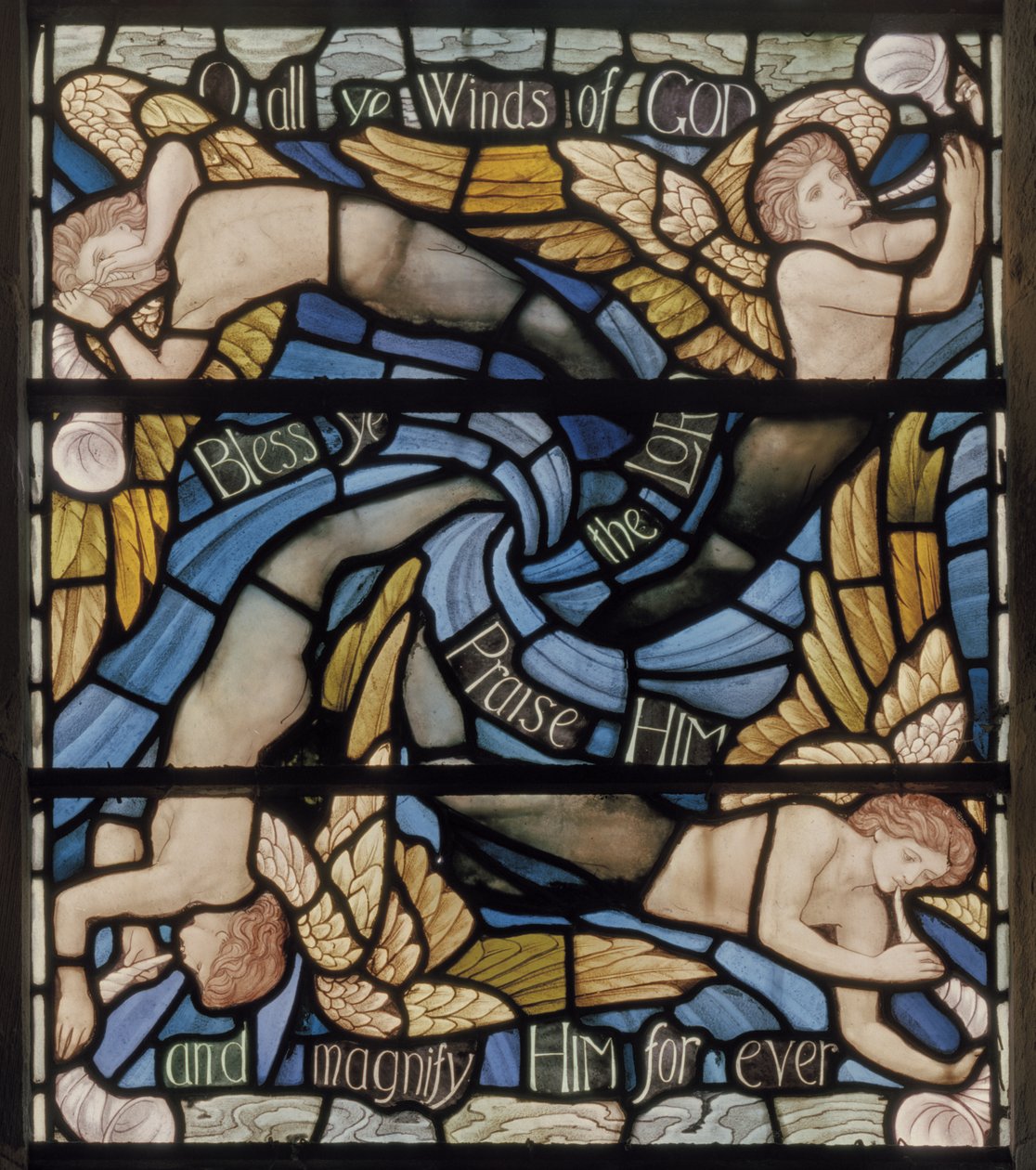 O All Ye Winds Of The Gods ، تفاصيل نافذة Benedicite ، c.1895 (زجاج ملون) بواسطة هنري عطلة