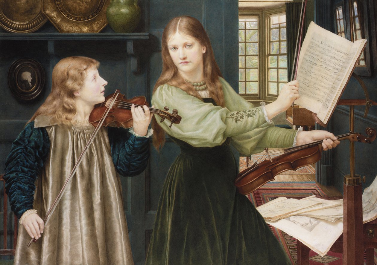 لوحات ما قبل الرفائيلية: Duet par Holiday ، Henry (1839-1927). لوحة مائية على كرتون ، 78 × 108. مجموعة خاصة بواسطة هنري عطلة