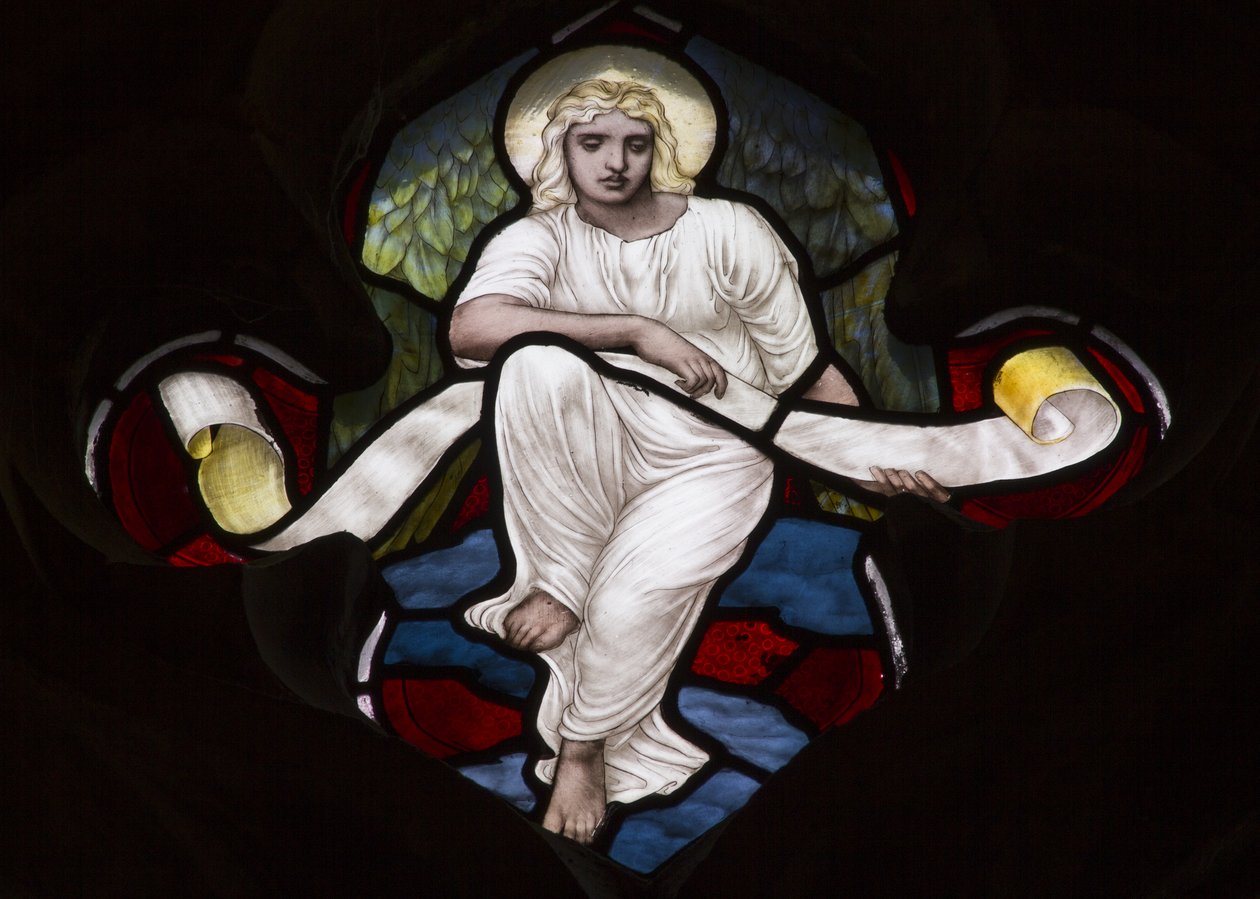 Quatrefoil Tracery Angel ، 1882 (زجاج ملون) بواسطة هنري عطلة