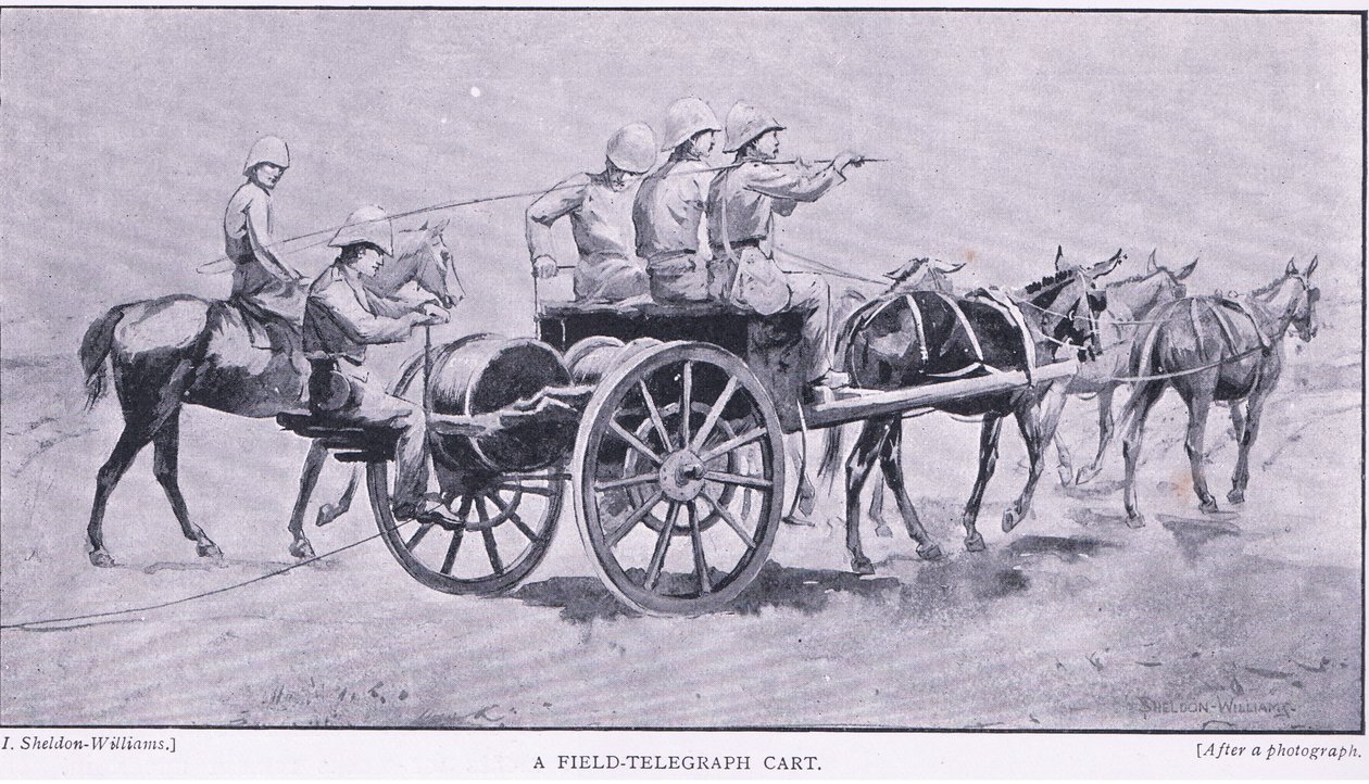 عربة تلغراف ميدانية ، من بعد بريتوريا: حرب العصابات التي نشرتها Harmsworth Bros Limited ، 1901 بواسطة هنري إنجليس جودريل شيلدون ويليامز