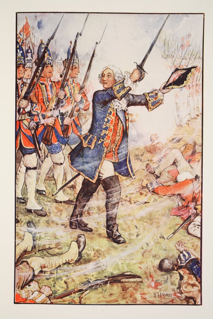 جورج الثاني في Dettingen ، 1743 ، رسم توضيحي من "تاريخ إنجلترا" بواسطة CRL Fletcher و Rudyard Kipling ، 1911 بواسطة هنري العدل فورد