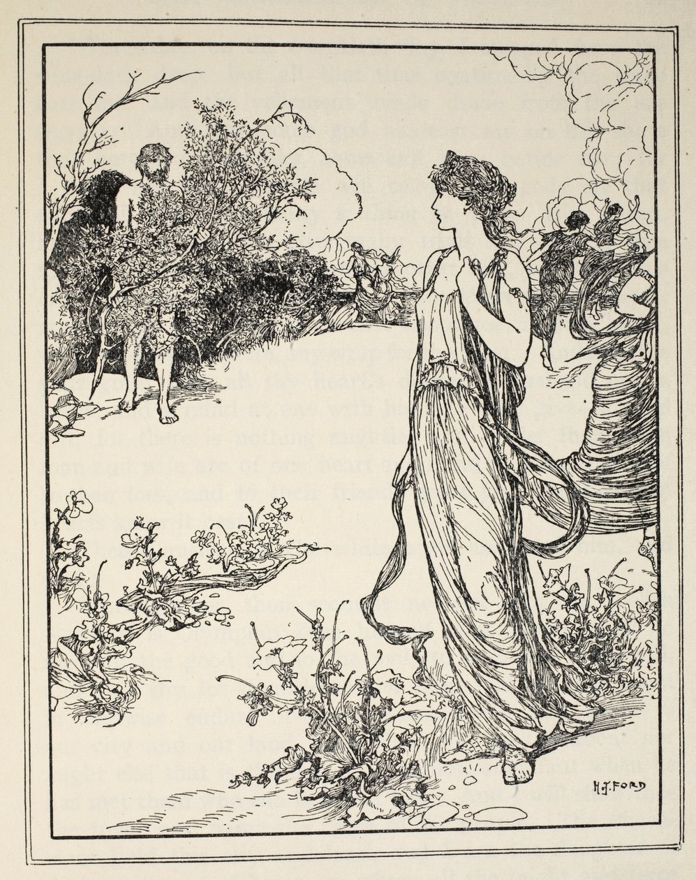 كيف قابل أوليسيس نوسيكا ، من "حكايات البحار اليونانية" بقلم أندرو لانغ ، 1926 (حبر على ورق) بواسطة هنري العدل فورد