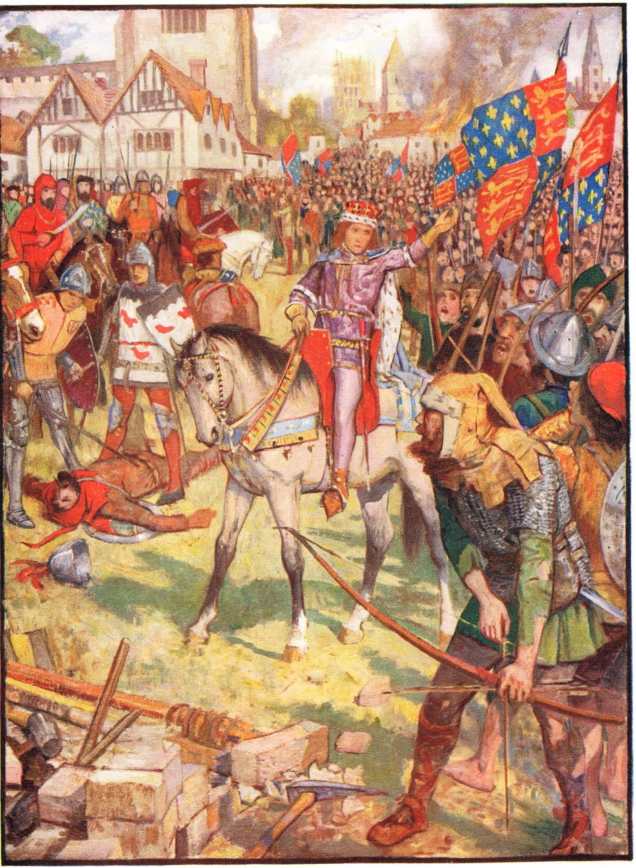 ثورة الفلاحين ، رسم توضيحي من "تاريخ إنجلترا" بقلم روديارد كيبلينغ ، 1911 بواسطة هنري العدل فورد