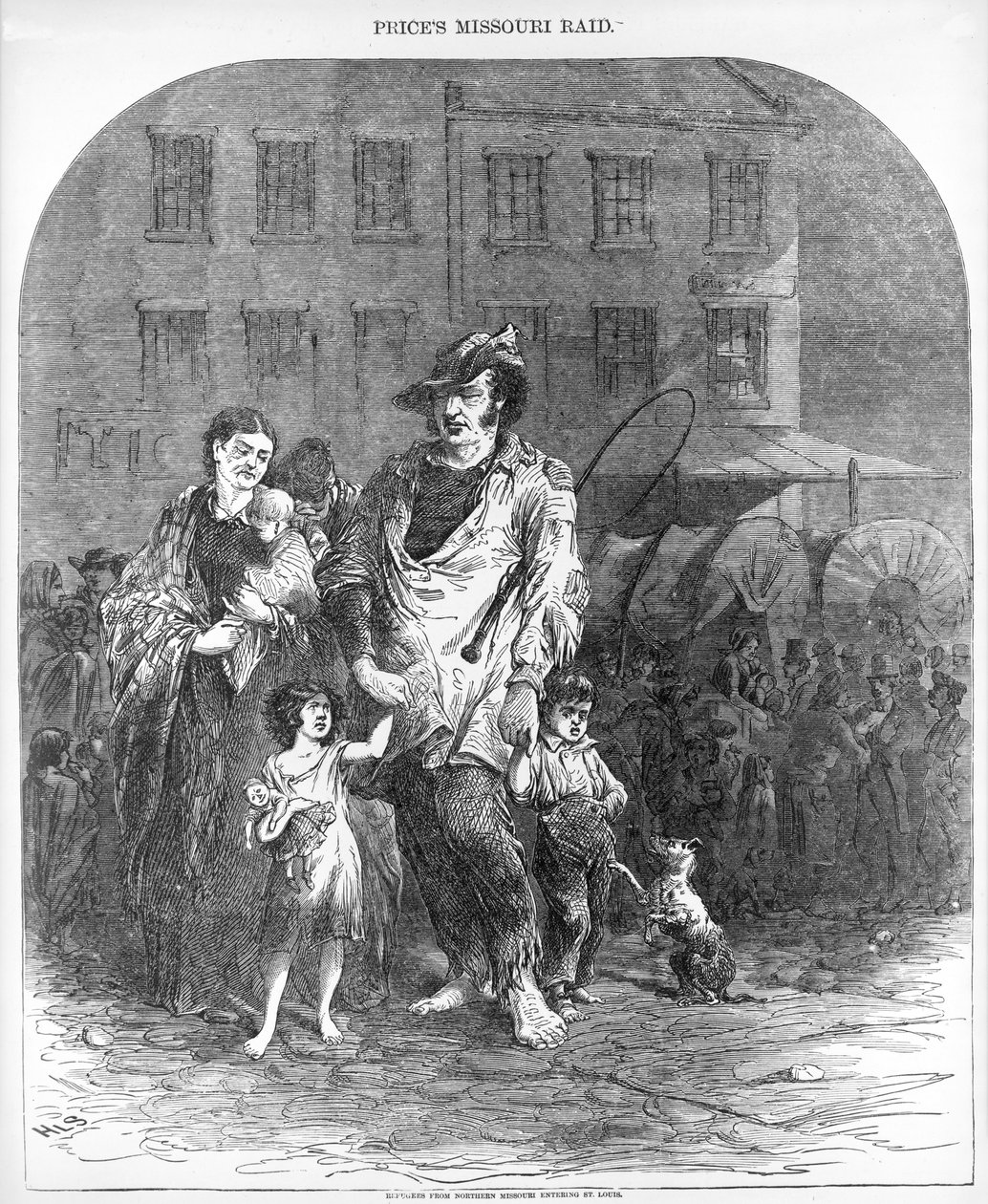 Refugees from Northern Missouri entering St. Louis , from Harper