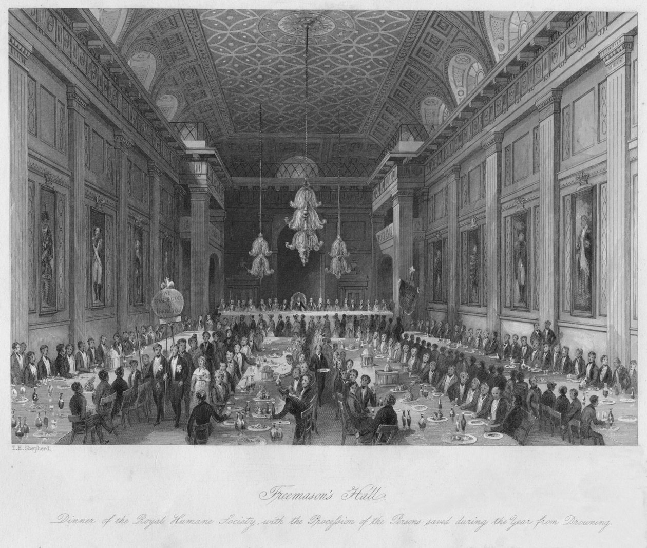 قاعة الماسونيين ، c1841 بواسطة هنري ملفيل