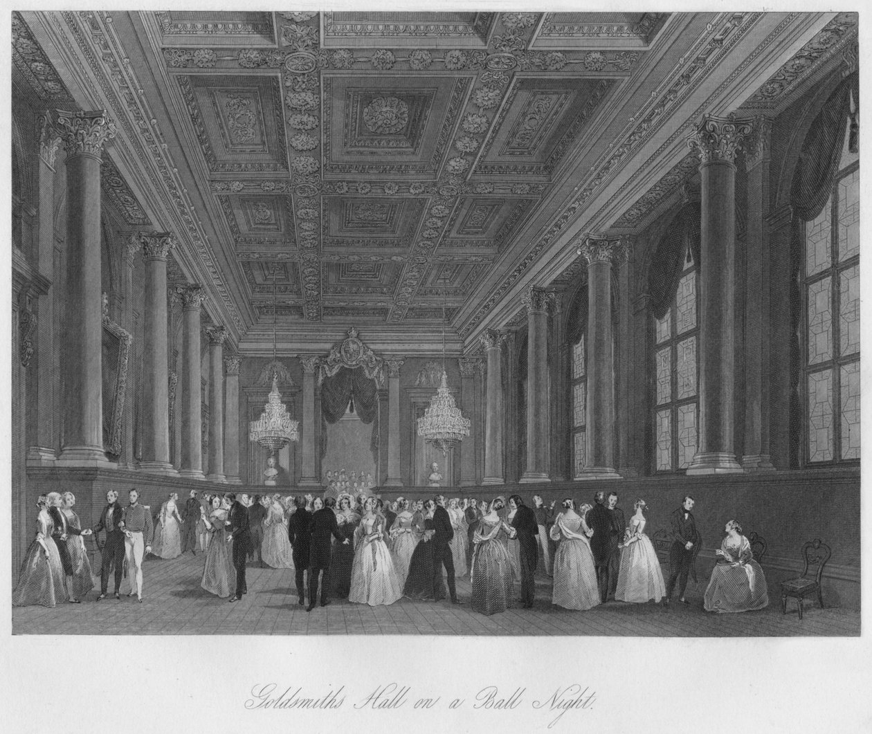 قاعة Goldsmiths في ليلة الكرة ، c1841 بواسطة هنري ملفيل