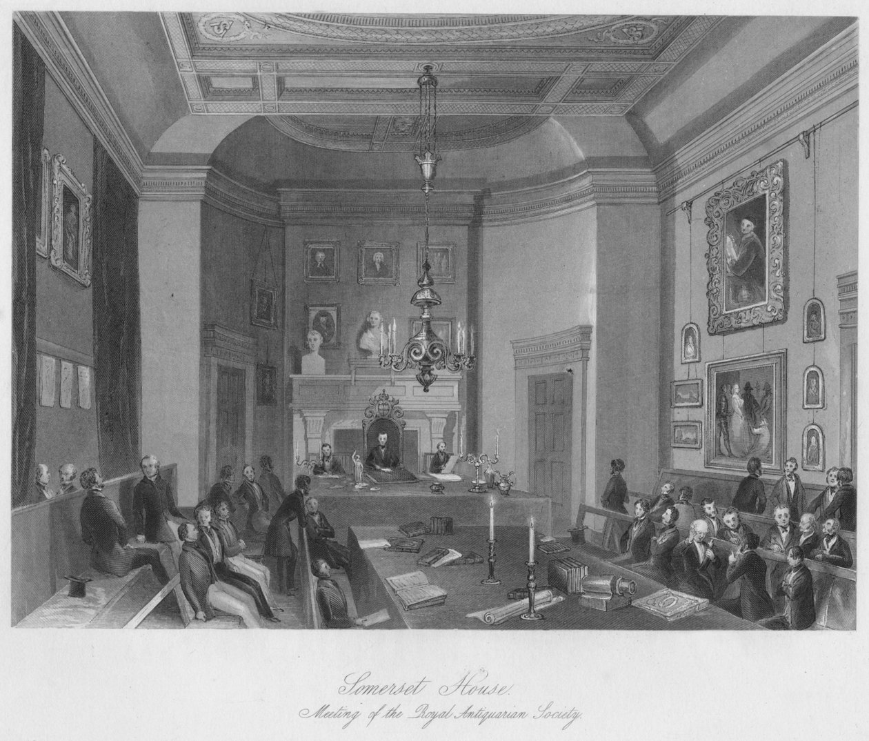 منزل سمرست. اجتماع الجمعية الملكية للآثار ، c1841 بواسطة هنري ملفيل