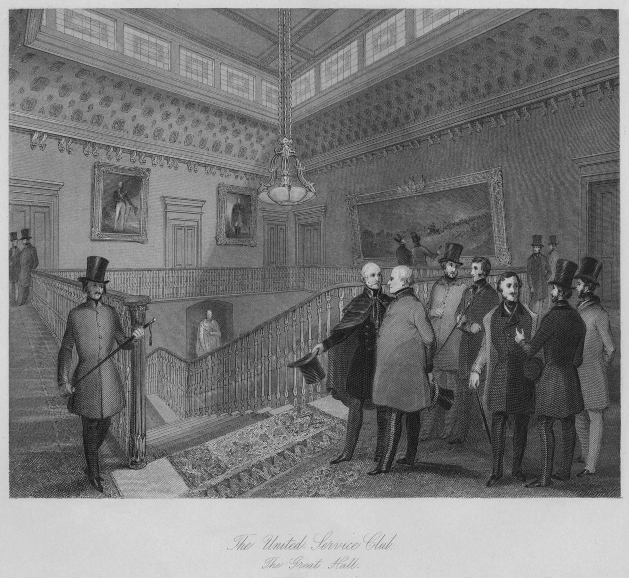 نادي الخدمة المتحدة. القاعة الكبرى ، c1841 بواسطة هنري ملفيل