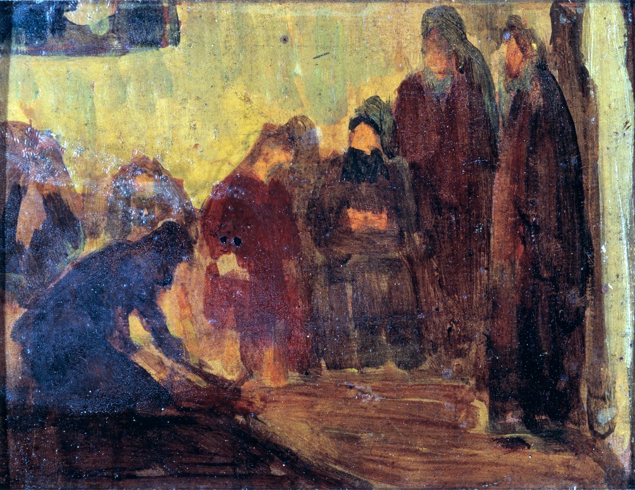 دراسة ، المسيح يغسل أقدام التلاميذ ، كاليفورنيا. 1905. بواسطة هنري اوساوا تانر