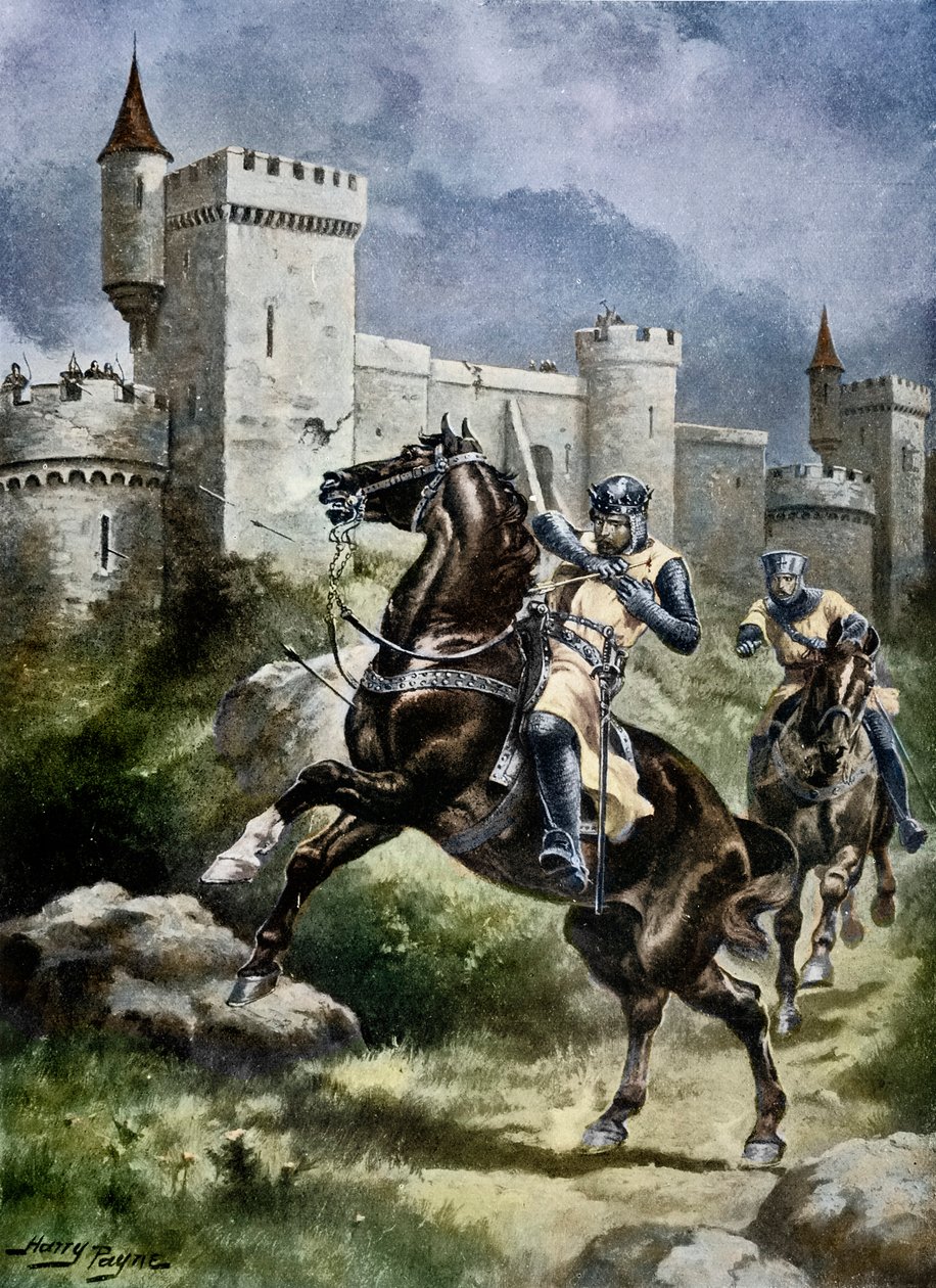 حصار شالوز ، رسم توضيحي من `` قصة الأمة البريطانية هتشنسون &39;&39; ، c.1920 (تلوين لاحق) بواسطة هنري باين