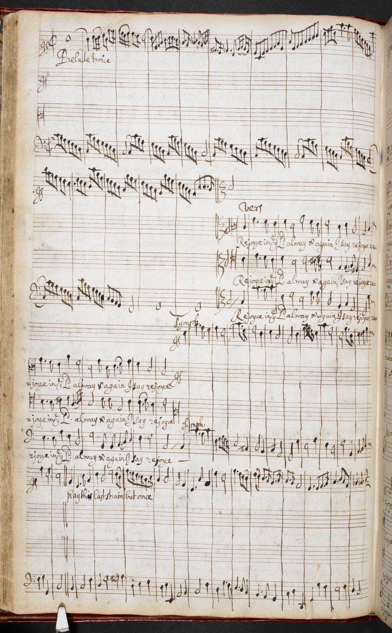 درجة توقيع بورسيل "ابتهج في الرب دائمًا" ، RM.20.h.8 ، f.37v ، c.1680-90 (قلم وحبر على الورق) بواسطة هنري بورسيل