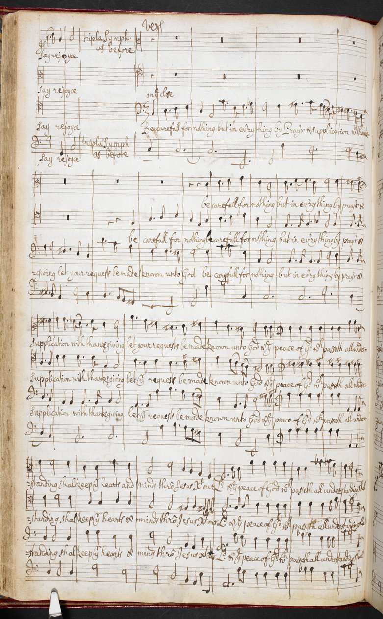 درجة توقيع بورسيل "ابتهج في الرب دائمًا" ، RM.20.h.8 ، f.38v ، c.1680-90 (قلم وحبر على الورق) بواسطة هنري بورسيل