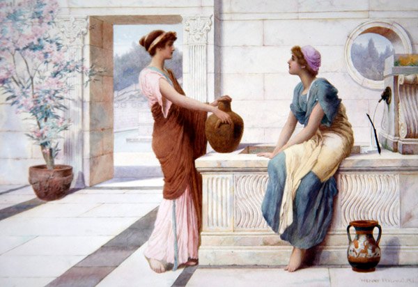 القيل والقال ، 1895 (ألوان مائية على اللوحة) بواسطة هنري ريلاند