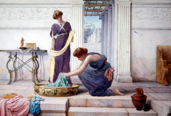 الواجبات المنزلية ، حوالي عام 1895 (ألوان مائية على ورق موضوعة على اللوح) بواسطة هنري ريلاند