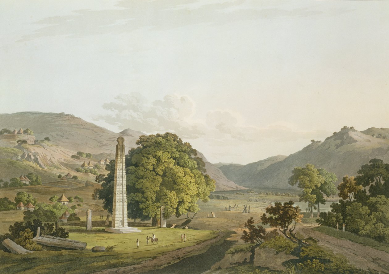 المسلة في أكسوم ، نقشها دانيال هافيل (1785-1826) 1809 (أكواتينت) بواسطة هنري سالت
