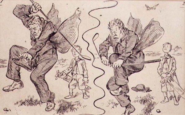 إحباط في ملعب الجولف ، رسم توضيحي من مجلة "Graphic" ، حانة. ج 1870 (ليثو) بواسطة هنري ساندركوك