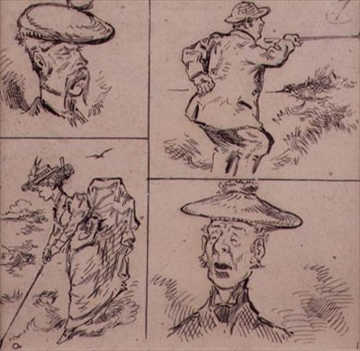 لاعبو الجولف ، رسم توضيحي من مجلة "Graphic" ، حانة. ج 1870 (ليثو) بواسطة هنري ساندركوك