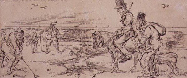 The Difficult Putt ، رسم توضيحي من مجلة "Graphic" ، حانة. ج. 1870 (ليثو) بواسطة هنري ساندركوك