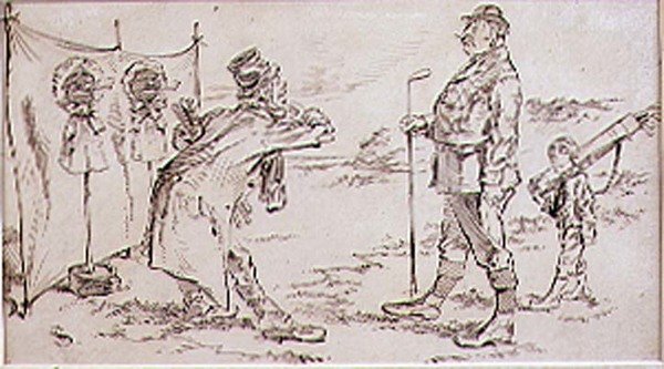 يتم إزعاج الجولف من قبل البائع ، التوضيح لمجلة الجرافيك ، الحانة. ج ، 1870 بواسطة هنري ساندركوك