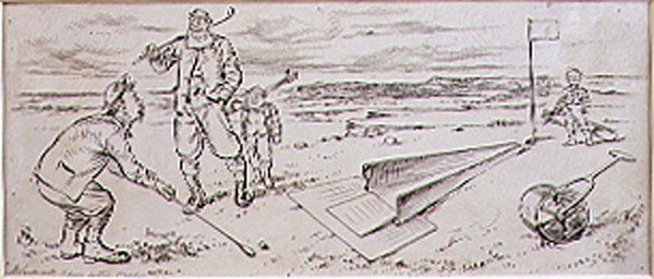 The Guided Golfer ، رسم توضيحي من مجلة "Graphic" ، حانة. ج ، 1870 (ليثو) بواسطة هنري ساندركوك