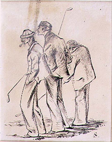 لاعبي الجولف الخمول ، رسم توضيحي من مجلة "Graphic" ، حانة. ج 1870 (ليثو) بواسطة هنري ساندركوك