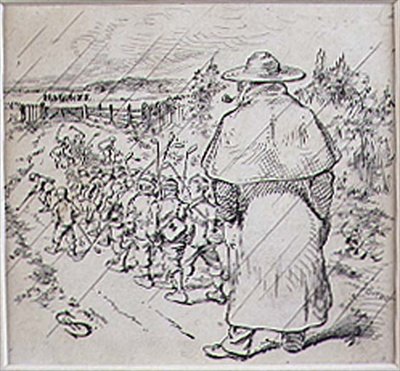 The School Boy Golfers in the Rain ، رسم توضيحي من مجلة "Graphic" ، حانة. ج 1870 (ليثو) بواسطة هنري ساندركوك