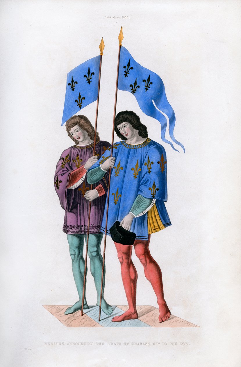 يعلن هيرالد عن وفاة تشارلز السادس لابنه ، c1500 ، 1843. بواسطة هنري شو