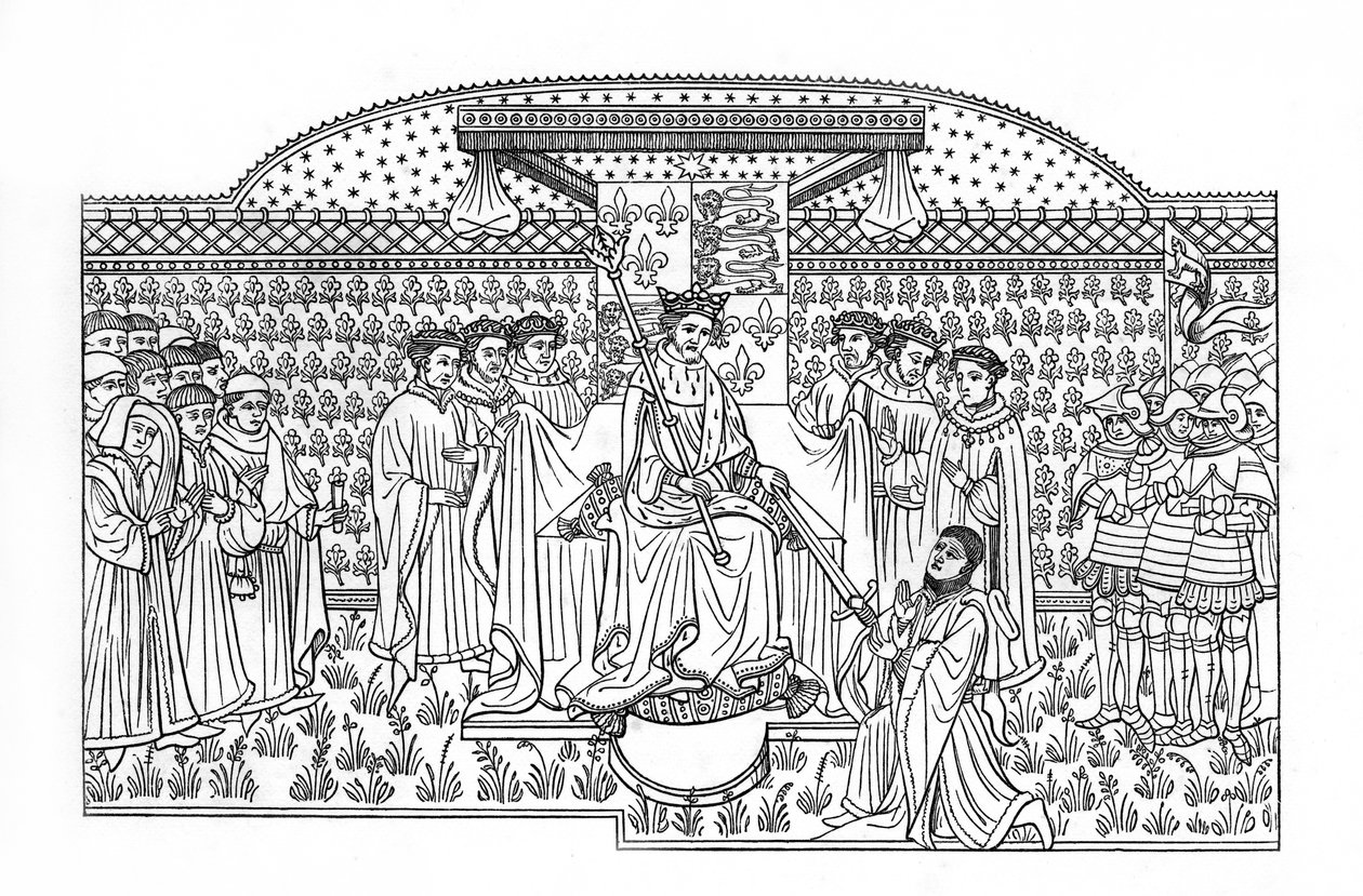 الملك هنري السادس يقدم سيفًا إلى إيرل شروزبري ، c1445 ، 1843. بواسطة هنري شو