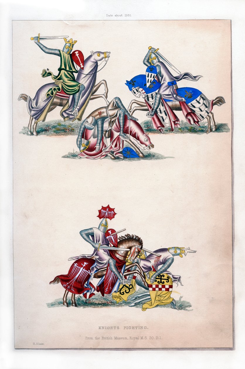 فرسان القتال ، c1260 ، 1843. بواسطة هنري شو