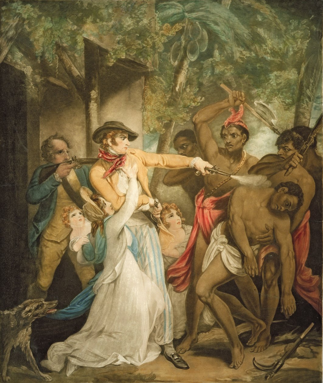 عائلة المستوطنة التي هاجمها الهمج ، نقشها جورج كيتنغ (1762-1842) (أكواتينت) بواسطة هنري سينجلتون
