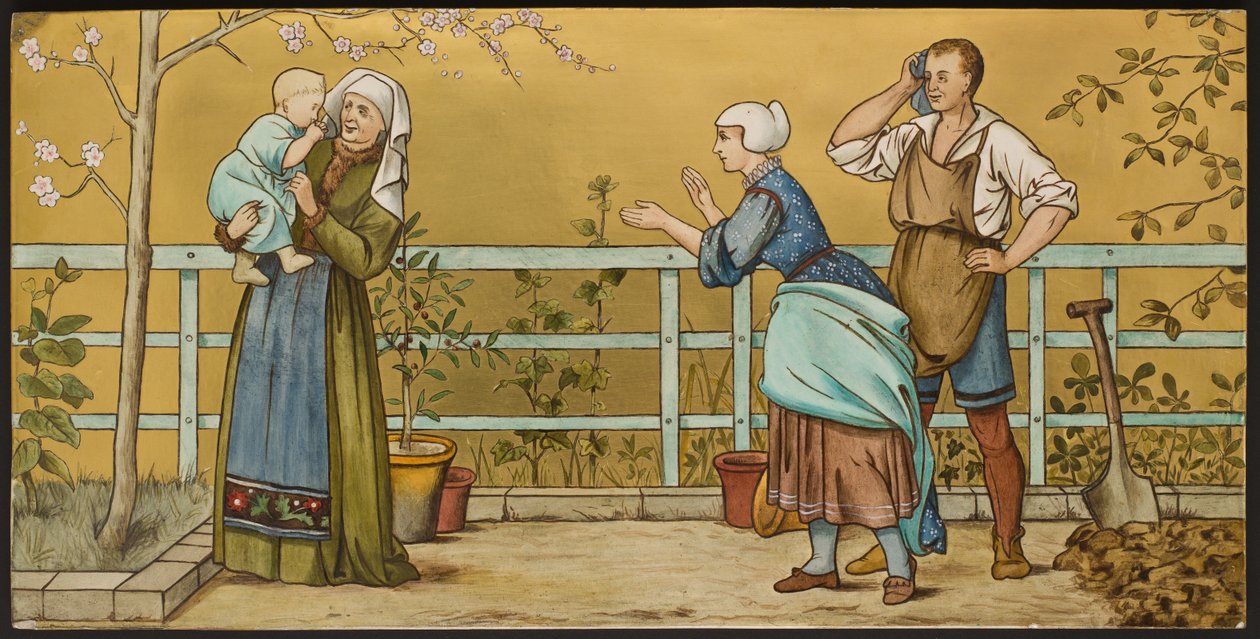 الرضيع ، لوحة تصور رسمًا توضيحيًا من شكسبير السبع عصور ، أدوات مينتون ، ستافوردشاير ، 1874 (خزف مينا) بواسطة هنري ستايسي بعد ماركس