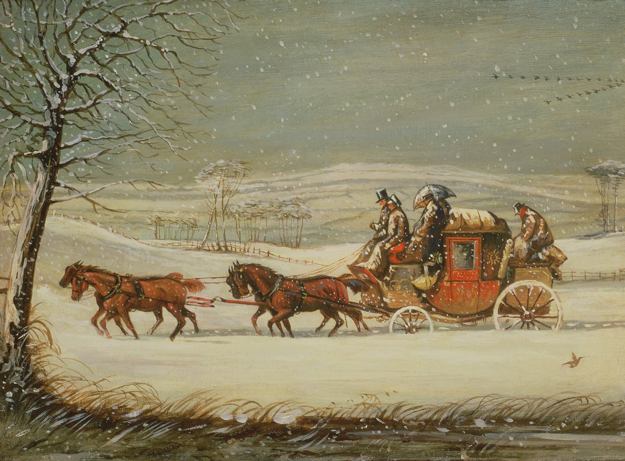 The Royal Mail in Winter (oil on panel) بواسطة هنري توماس الكين