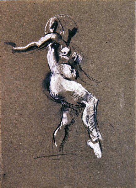 أنثى عارية واقفة ، حوالي عام 1900 (طباشير على ورق) (ظهر 367144) بواسطة هنري تونكس