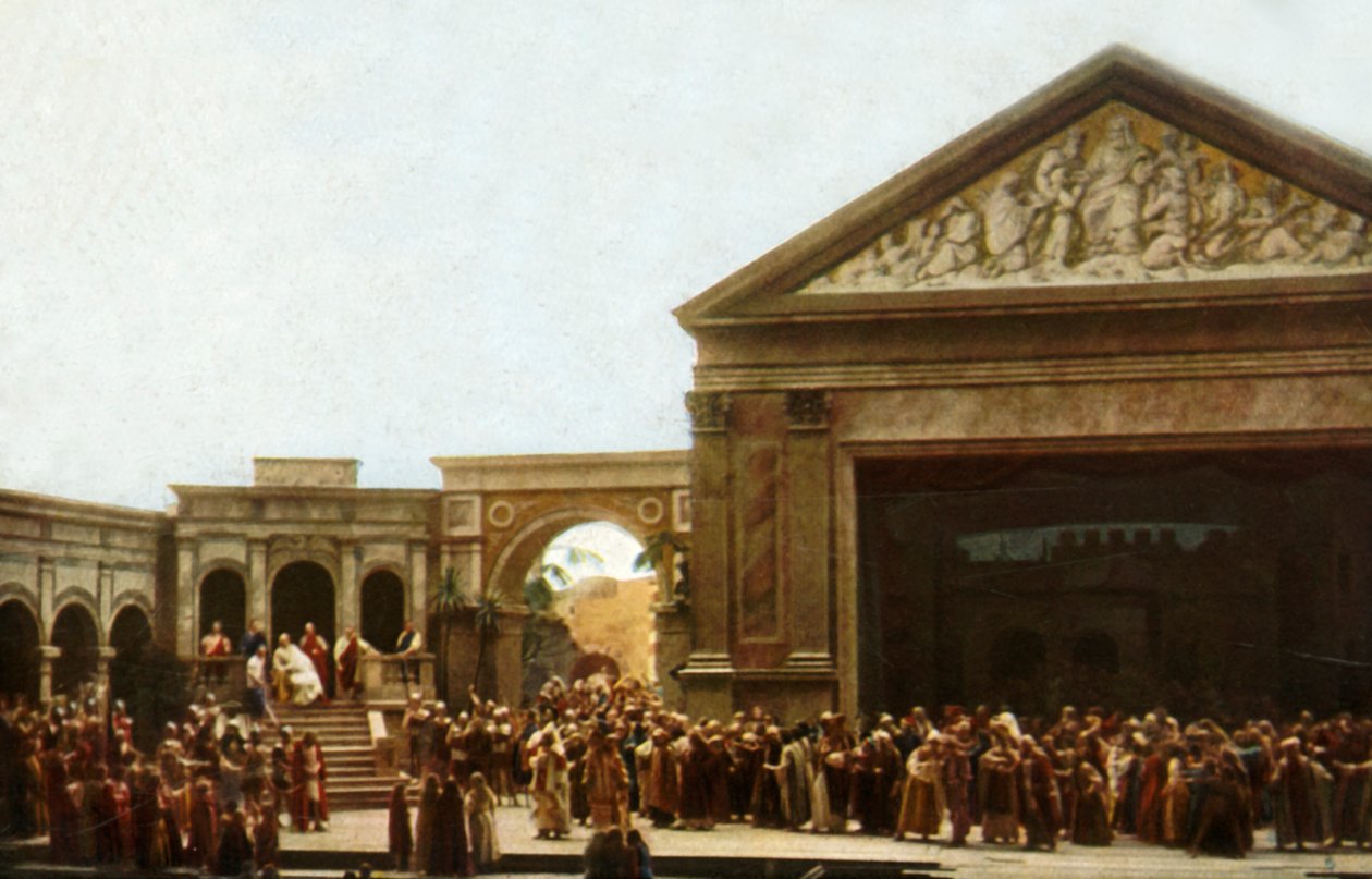اللاعبون على المسرح في مسرحية Oberammergau Passion Play ، 1922. بواسطة هنري تراوت